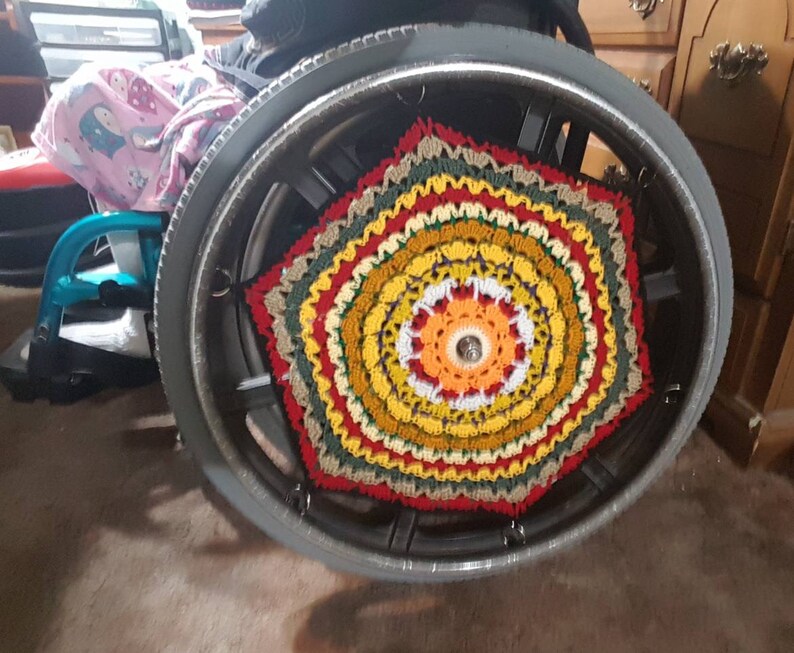 1 One Wheelchair Wheel Cover Ready to Ship Spoke Cover Wheel Wall Décor Special Gift Attractive Fun Unique Gift Amazing Giving Free Ship image 1