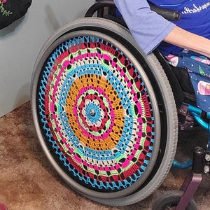 24&quot; - One (1) Fun Spiral Wheelchair Wheel Cover Ready for Christmas Navidad Free Ship Spoke Cover Wall Special Gift Fun Unique Mandala