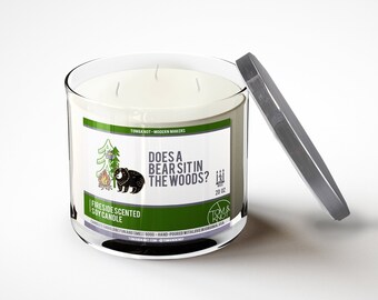 Travel Tin Soy Candle 8oz Does A Bear Sit In The Woods Etsy