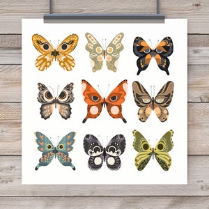 Woodland Creatures Butterfly Art Print // Square 12x12 // printable wall art // animal nursery decor // butterfly faces // hidden creatures