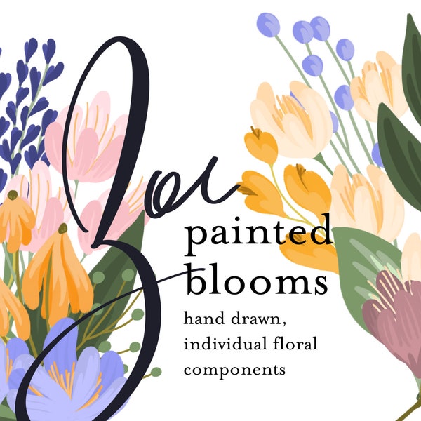 Zoe Painted Blooms Floral Clip Art Pack // instant download // colorful flowers // weddings, birthdays, scrapbooking, decor, showers, cards