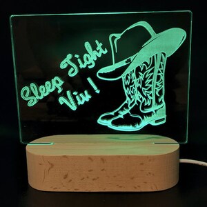 Personalized Night Light, Cowboy, Cowgirl Design, Color Changing, Custom Designs Available, Classroom, Bedroom, Gift, Baby Shower, Child