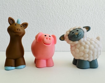 Lot of 4 Vintage Fisher-Price Little People Farm Animals - Pony, Pig & Sheep