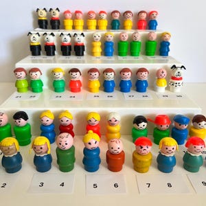 Vintage Fisher Price Little People Figures - Dad, Mom, Baby, Cowboy, Dog, Man, Woman, Girl, Boy, Mailman, Dalmatian Dog