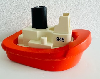 Vintage Fisher-Price Little People Tugboat 945 from Offshore Cargo Set