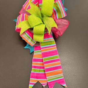 Colorful Spring/Summer Bow – Wreath Bow, Garden Flag Stand Bow, Mailbox Bow, Spring Decor, Multicolor Ribbon Bow for Front Door or Everyday