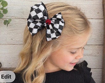 Ladybug black & white bow |Double boutique bow