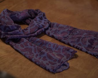 Purple Hand Dyed Silk/Rayon Velvet Burnout Scarves