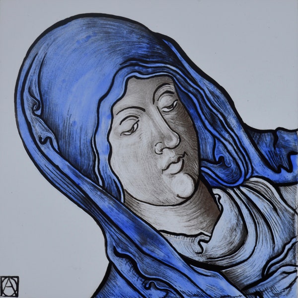Vierge Marie en Peinture sur verre art religieu
