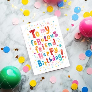 Fabulous Friend - Carte de voeux - Téléchargement numérique - Imprimable - Anniversaire - PDF - Carte imprimable - Carte d'anniversaire d'un ami - Carte à télécharger