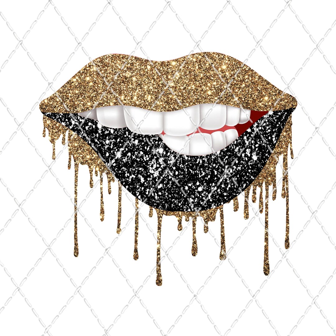 Black & Gold Glitter Lips - Sublimation PNG - Digital Download ...
