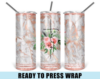 Faith Floral Marble Tumbler Sublimation Transfer - 20/30 OZ Skinny Tumbler