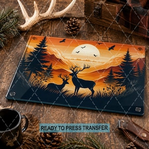 Deer Sunset Sublimation Transfer - Ready To Press - Cutting Board