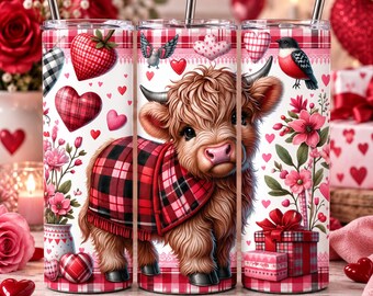 Transferencia por sublimación de vaca de San Valentín n.° 4 - Envoltura para vasos - Lista para usar
