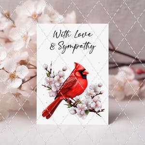 With Love & Sympathy - Grußkarte - Digitaler Download - Druckbar - Geburtstag - PDF - Druckbare Karte - Beileid Karte - Download - Kardinal