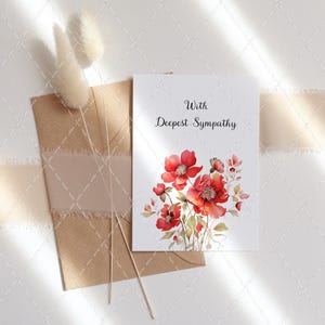 Tarjeta de felicitación con mis más sinceras condolencias - Descarga digital - Imprimible - Cumpleaños - PDF - Tarjeta imprimible - Tarjeta de condolencias para amigos - Tarjeta floral