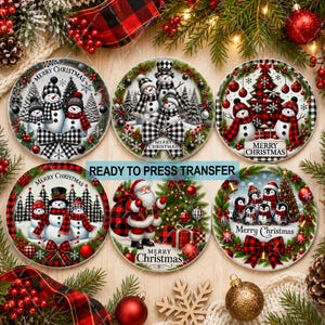 Buffalo Plaid Christmas Sublimation Transfer - Coaster/Ornament - Ready To Press