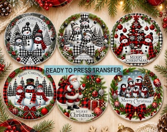 Buffalo Plaid Christmas Sublimation Transfer - Coaster/Ornament - Ready To Press