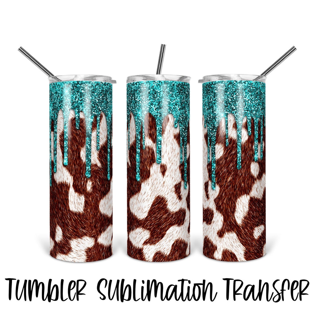 Cowhide & Glitter Tumbler Sublimation Transfer Ready to Etsy