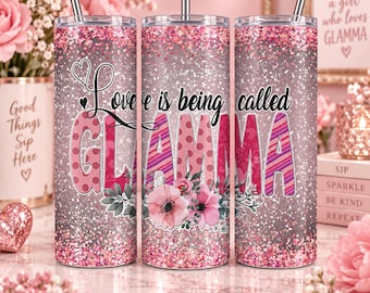 Glamma Tumbler Design - Floral - PNG - Digital Download