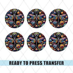 Dragonfly Floral Coaster Sublimation Transfer - Ready To Press