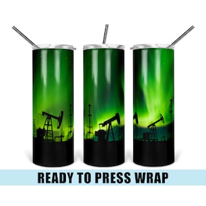 Oilfield Northern Lights Sublimation Transfer - 20 OZ / 30 OZ - Ready To Press Wrap - Oilfield Tumbler