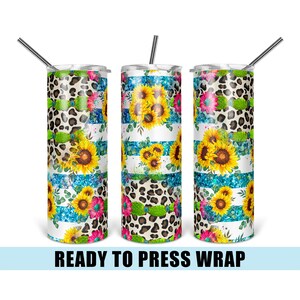 Summer Sunflowers - Tumbler Sublimation Transfer - Ready To Press - Heat Transfer - 20 OZ - 30 OZ - Western - Leopard - Cactus - Bright