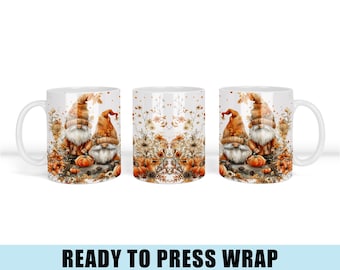 Autumn Gnomes Sublimation Transfer - Ready To Press - Coffee Mug Wrap