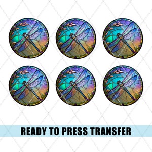 Stained Glass Dragonfly Sublimation Transfer: Coaster/Ornament - Ready To Press