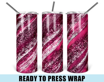 Pink Glitter Streaks Tumbler Sublimation Transfer - Ready To Press - Tumbler Wrap - Tumbler Transfer - Glitter Tumbler Wrap - 20 OZ Wrap