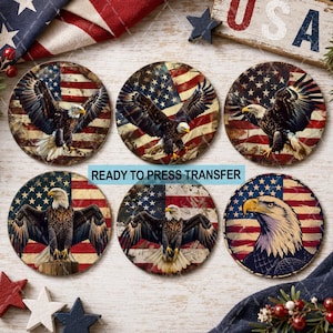 Patriotic Eagle Sublimation Transfer - Ready To Press - Coaster/Ornaments