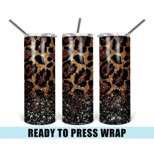 Brown Leopard Glitter - Tumbler Sublimation Transfer - Ready To Press - Heat Transfer - Leopard Glitter - Black - Glitter - Leopard - Glam