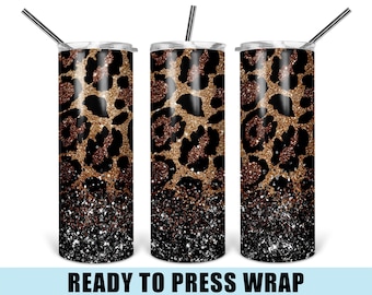 Brown Leopard Tumbler Sublimation Transfer - Ready To Press - Tumbler Wrap - Tumbler Transfer - 20 OZ Tumbler Wrap - Leopard Tumbler Wrap