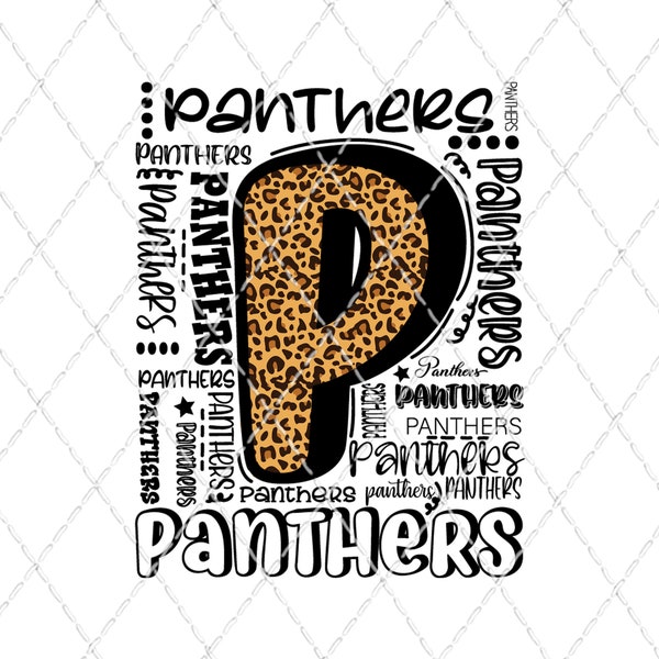 Panthers - Sublimation Transfer - Ready To Press - Shirt Transfer - Heat Transfer - Leopard - Wordart - School Spirit - Word Cloud - Sports