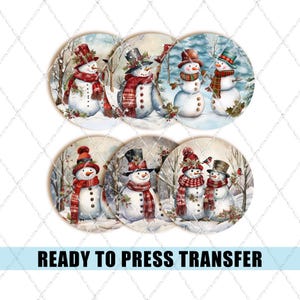 Watercolor Snowman Coaster Sublimation Transfer - Ready To Press - Coaster Transfers - Ornament Transfers - DIY Ornaments - Snowman Coasters