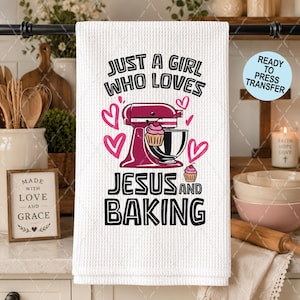 Jesus & Baking Sublimation Transfer - Ready To Press - Heat Transfer - Towels - 2 Pack