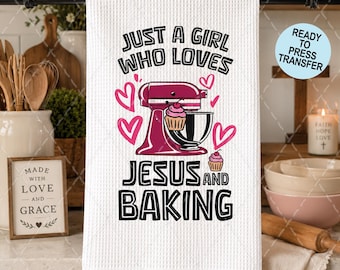 Jesus & Baking Sublimation Transfer - Ready To Press - Heat Transfer - Towels - 2 Pack