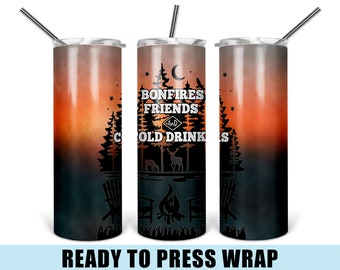 Bonfires Friends Cold Drinks Tumbler Sublimation Transfer - 20/30 OZ