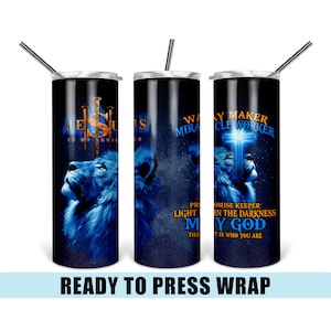Jesus Lion Tumbler Sublimation Transfer - Christian Heat Transfer