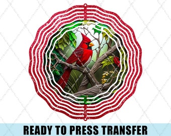 Cardinal Wind Spinner Sublimation Transfer - Ready To Press - Wind Spinner Transfer - Bird Wind Spinner Transfer - Cardinal Wind Spinner