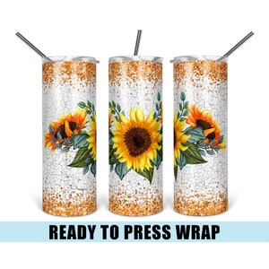 Sunflower Crackle Tumbler Sublimation Transfer - Ready To Press