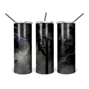 Lineman Lightning - Sublimation - PNG - Digital Download - Digital Design - Tumbler Design - Printable - 20 OZ - Storm - Tumbler - Lineman