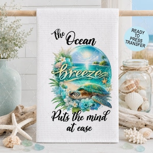 Ocean Breeze Sublimation Transfer - Ready To Press - Heat Transfer - Towels - 2 Pk