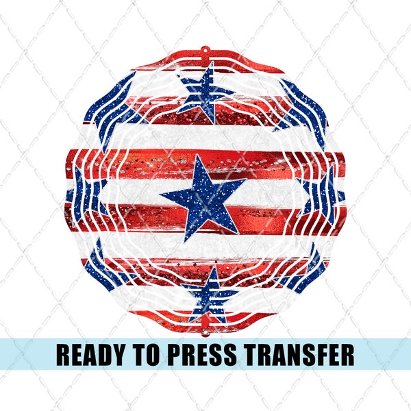 Patriotic Stars - Wind Spinner Sublimation Transfer - Ready To Press - Heat Transfer - Wind Spinner - Garden Decor - America - Stars - USA