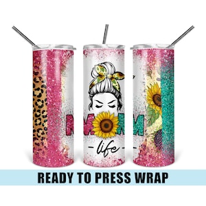 Mom Life Leopard Tumbler Sublimation Transfer - Ready To Press - Tumbler Wrap - Tumbler Transfer - Mom Tumbler Wrap - 20 OZ Wrap - 30 OZ