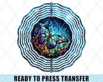 Stained Glass Butterfly Wind Spinner Sublimation Transfer - Ready To Press