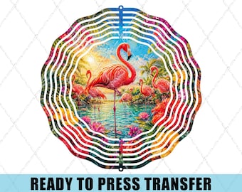 Flamingo Paradise Sublimation Transfer - Ready To Press - Wind Spinner