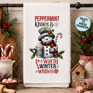 Peppermint Kisses Sublimation Transfer - Ready To Press - Heat Transfer - Towels - 2 Pack