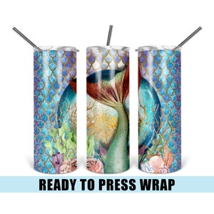 Mermaid Tail Tumbler Sublimation Transfer - Tumbler Wrap - Ready To Press - Tumbler Transfer - Mermaid Tumbler Wrap - Kids Tumbler Wrap