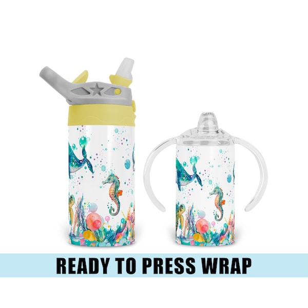 Underwater World - Sippy Sublimation Transfer - Ready To Press - Heat Transfer - Flip Top - Sippy - Kids Tumbler - Beach - Ocean - Sea Life